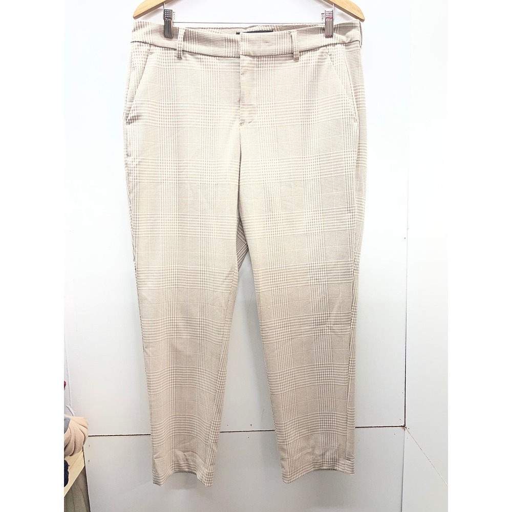 Liverpool Los Angeles Kelsey Glen Plaid‎ Tapered Trouser Pants Tan White 12/31